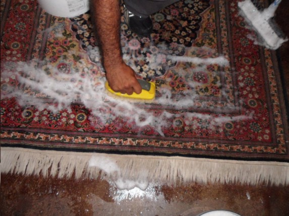 soaping the rug